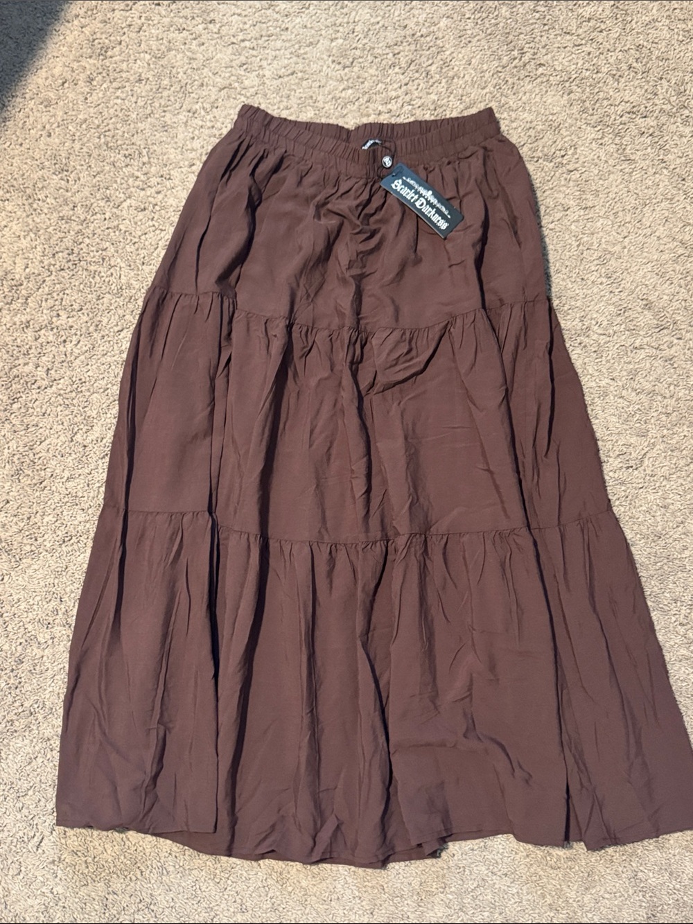 Scarlet Darkness Everyday Tiered Maxi Skirt — Dark Brown